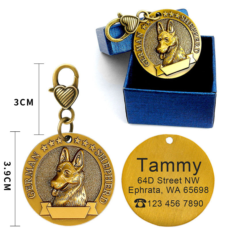 KFX-2580797 Custom Engraved Metal Dog ID Tag with Anti-Lost Features, Fits 18 Breeds