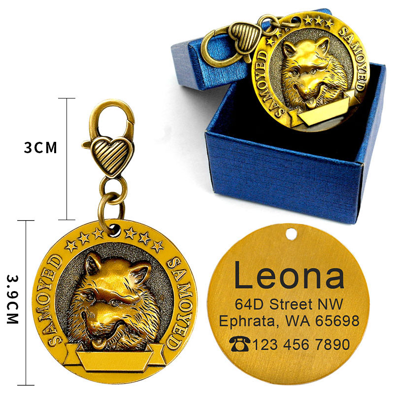 KFX-2580797 Custom Engraved Metal Dog ID Tag with Anti-Lost Features, Fits 18 Breeds