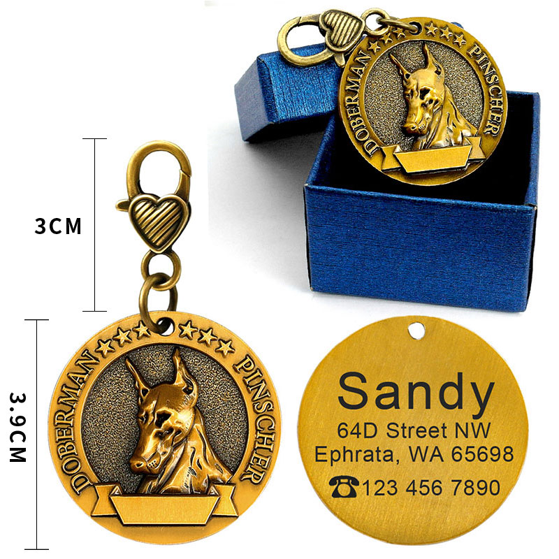 KFX-2580797 Custom Engraved Metal Dog ID Tag with Anti-Lost Features, Fits 18 Breeds