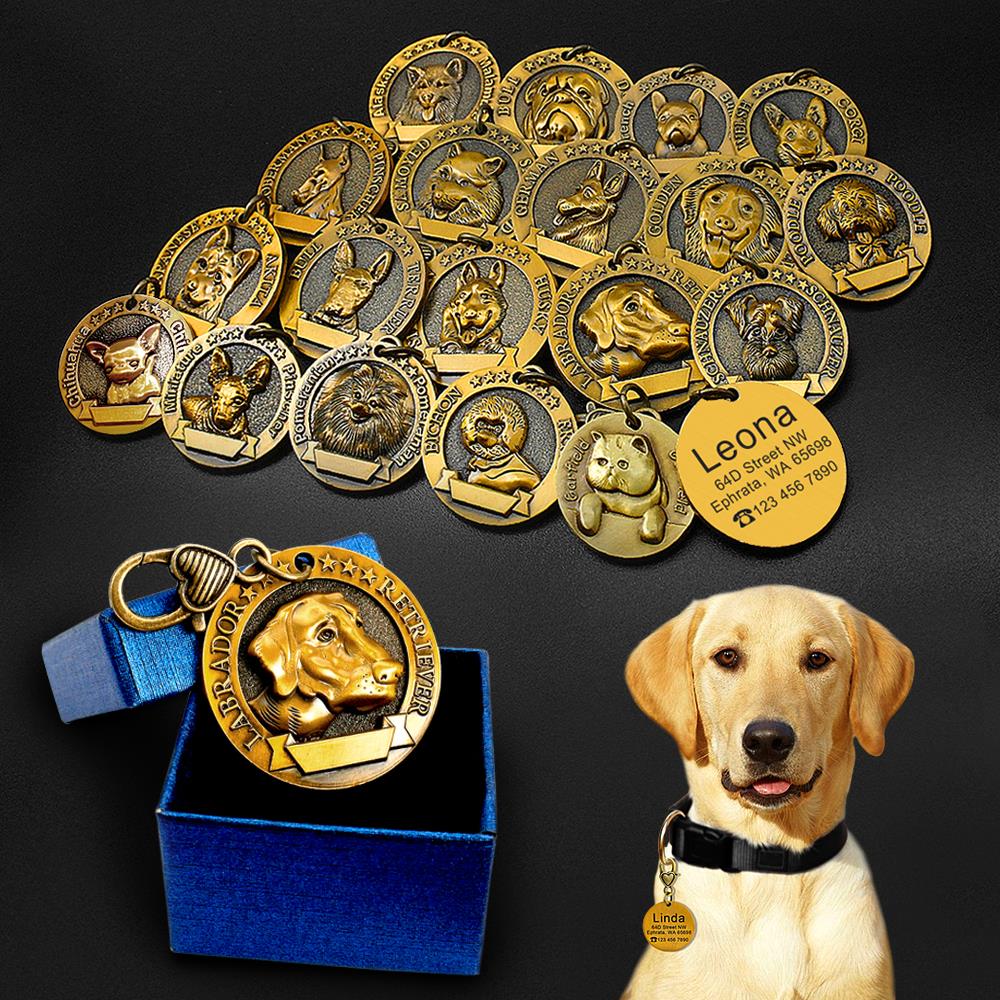 KFX-2580797 Custom Engraved Metal Dog ID Tag with Anti-Lost Features, Fits 18 Breeds