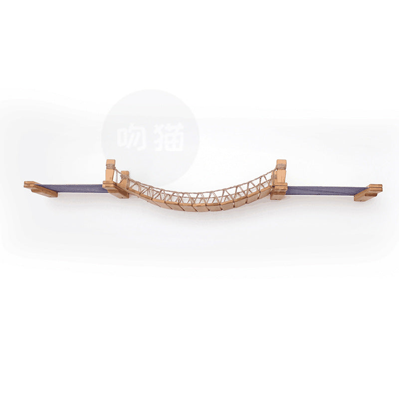 KFX-2581437 Cat Suspension Bridge Rope Ladder - Soft Hemp Rope Wooden Frame for Wall Climbing Pets