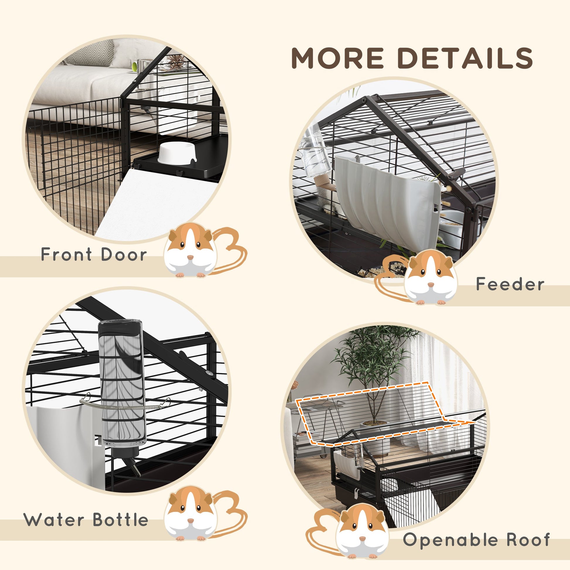 KFX-2581821 Large Rolling Playpen Cage for Small Animals with Water Bottle - 46.5"
