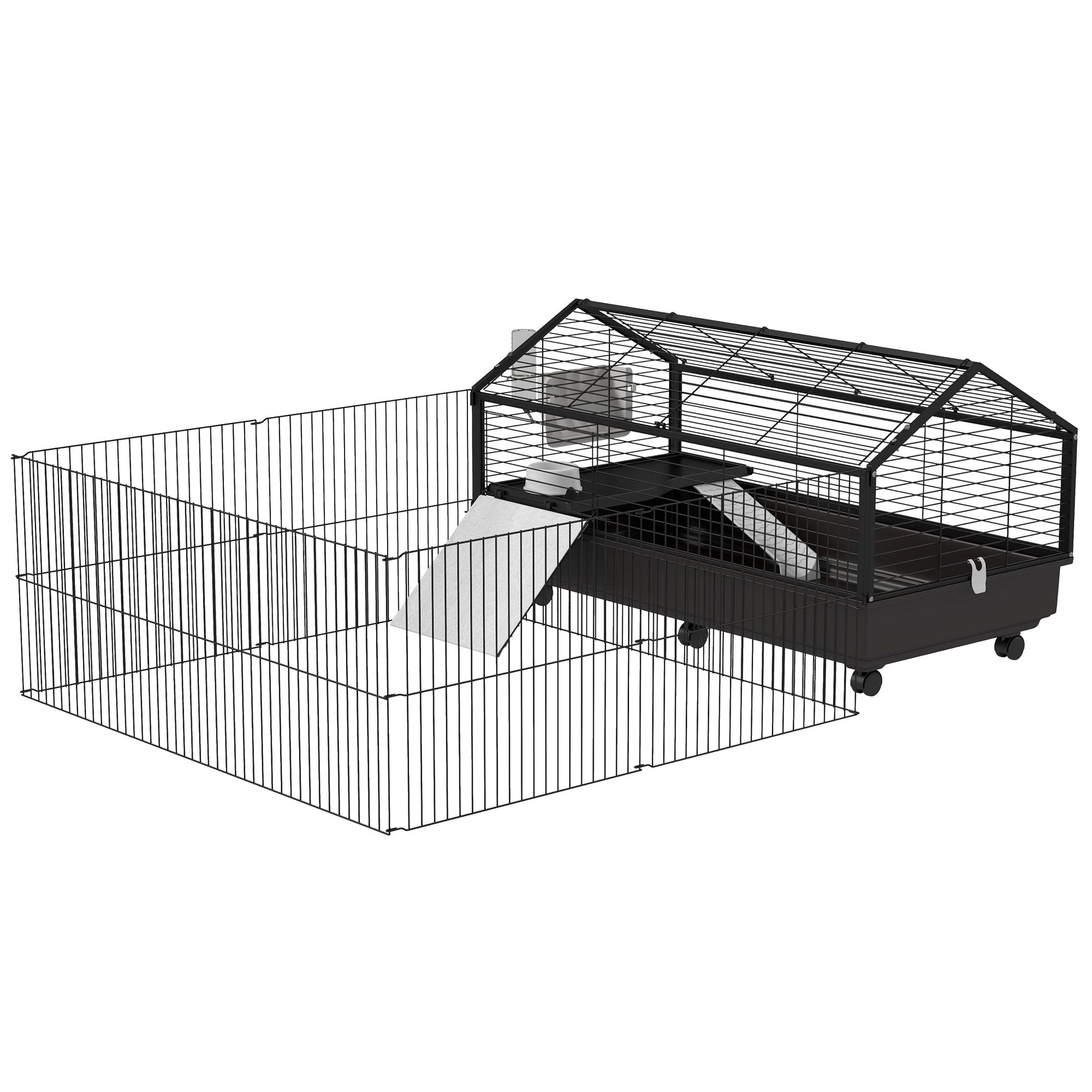 KFX-2581821 Large Rolling Playpen Cage for Small Animals with Water Bottle - 46.5"