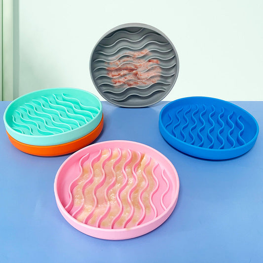 KFX-2581949 Silicone Pet Slow Feeder Plate - Corrugated Design for Dogs and Cats in Multiple Colors