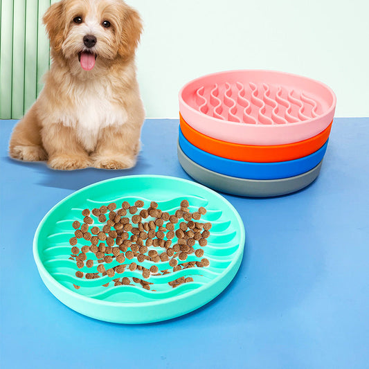 KFX-2581949 Silicone Pet Slow Feeder Plate - Corrugated Design for Dogs and Cats in Multiple Colors