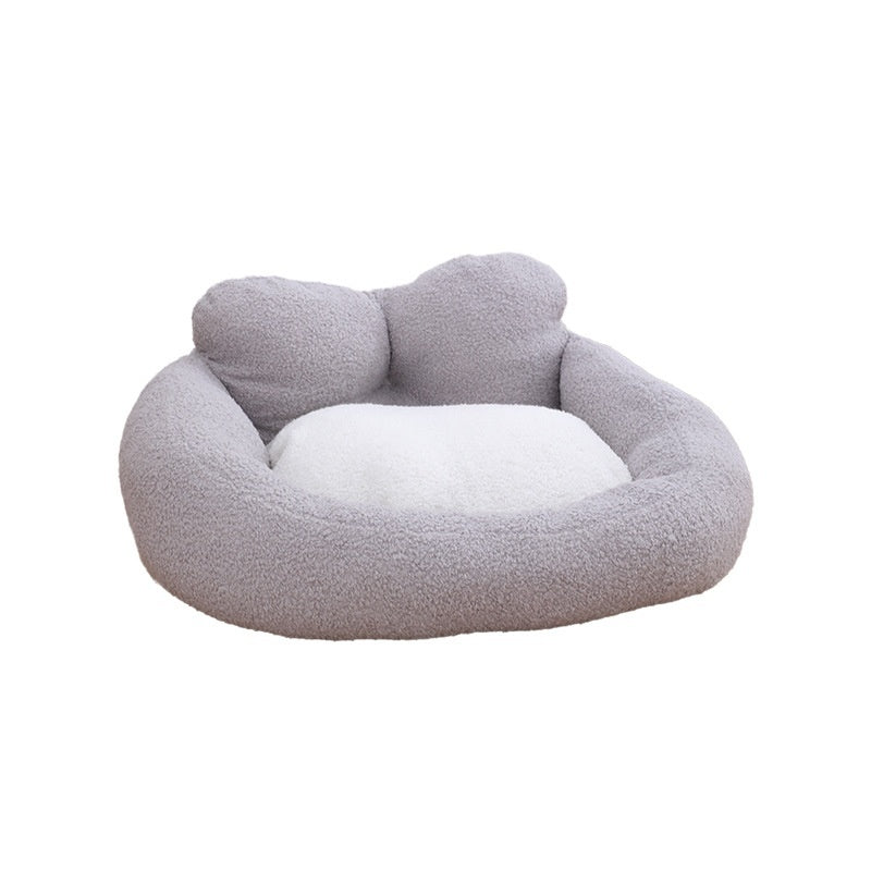 KFX-2582205 Cozy Peach Heart-Shaped Dog Fleece Bed - Removable & Washable, Sizes M & L