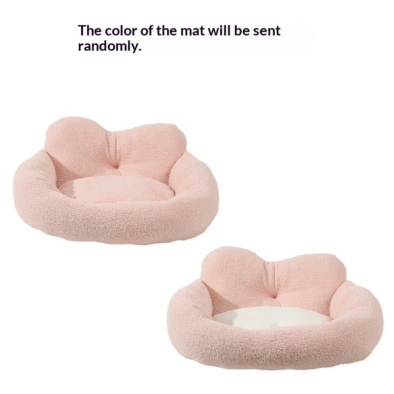KFX-2582205 Cozy Peach Heart-Shaped Dog Fleece Bed - Removable & Washable, Sizes M & L