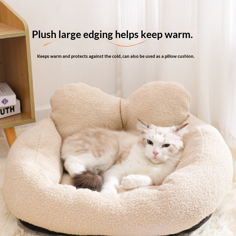 KFX-2582205 Cozy Peach Heart-Shaped Dog Fleece Bed - Removable & Washable, Sizes M & L
