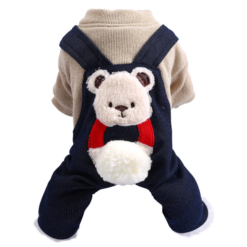 KFX-2582589 Hug Bear Cotton Padded Coat for Pets - Warm and Cozy Four-Legged Apparel in Pink and Milk Tea