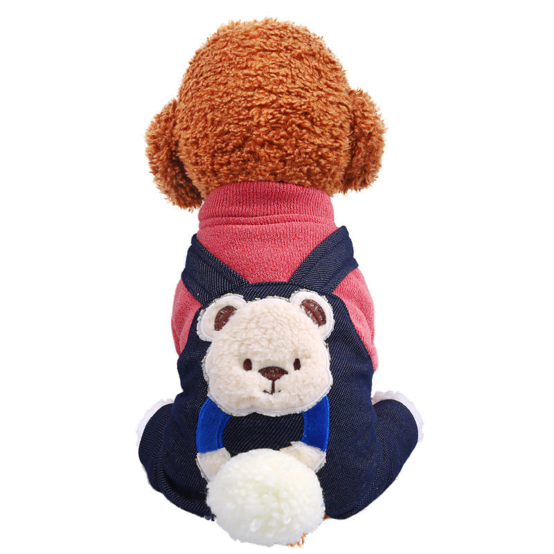 KFX-2582589 Hug Bear Cotton Padded Coat for Pets - Warm and Cozy Four-Legged Apparel in Pink and Milk Tea
