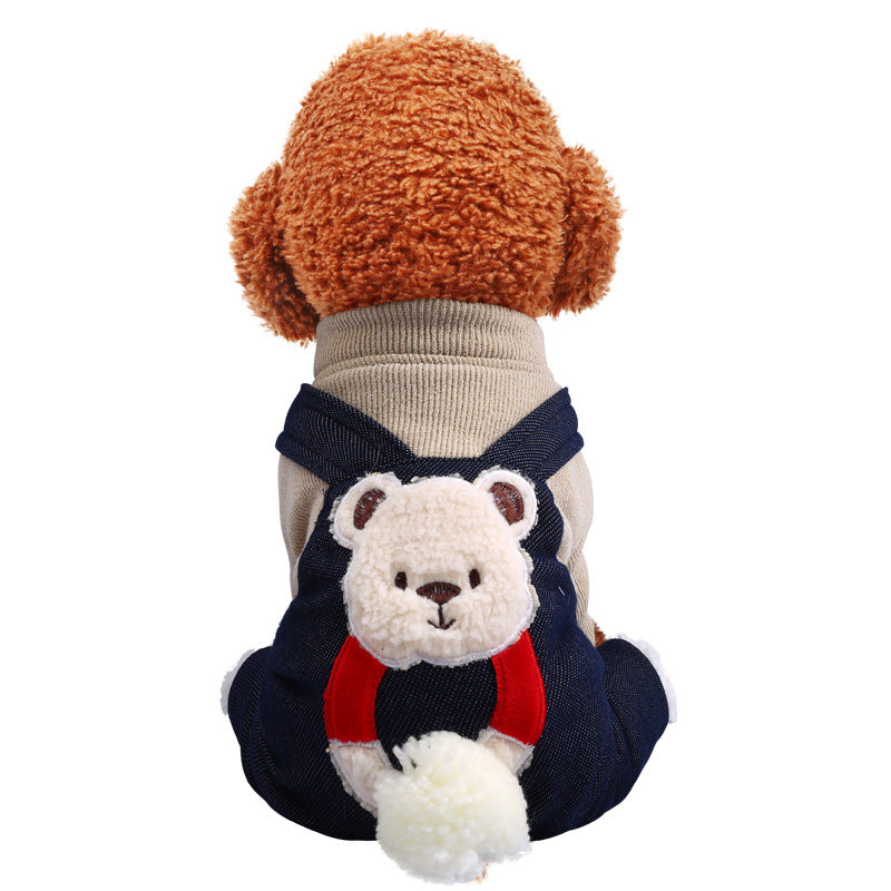 KFX-2582589 Hug Bear Cotton Padded Coat for Pets - Warm and Cozy Four-Legged Apparel in Pink and Milk Tea