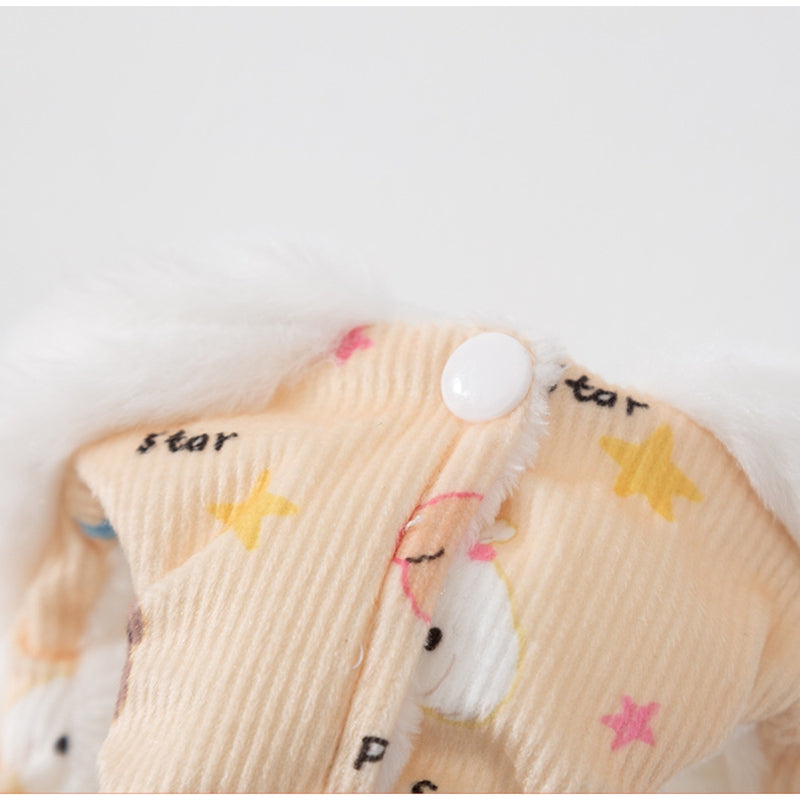 KFX-2582717 Winter Fleece Teddy Dress with 3D Ears for Small Dogs and Cats, Hooded Soft Cotton Coat