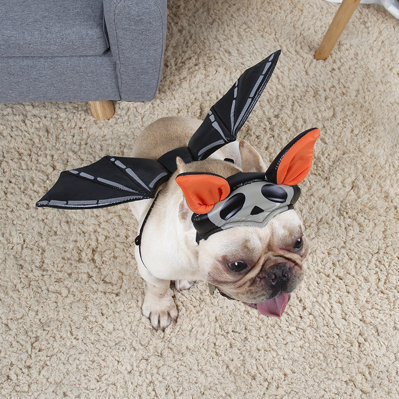 KFX-2582973 Pet Halloween Costume with Ghost Hat and Bat Wings for Dogs and Cats