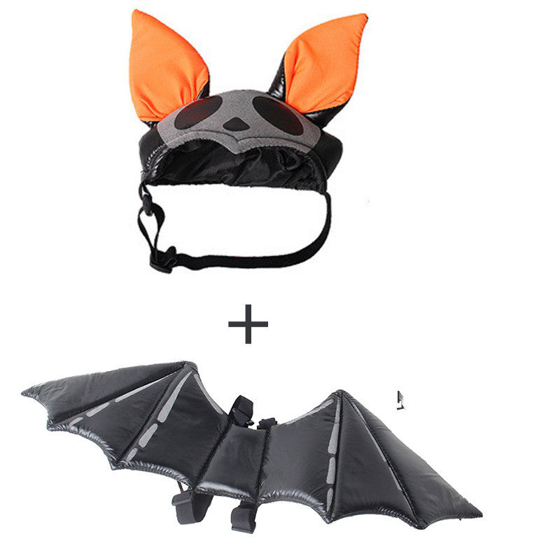 KFX-2582973 Pet Halloween Costume with Ghost Hat and Bat Wings for Dogs and Cats