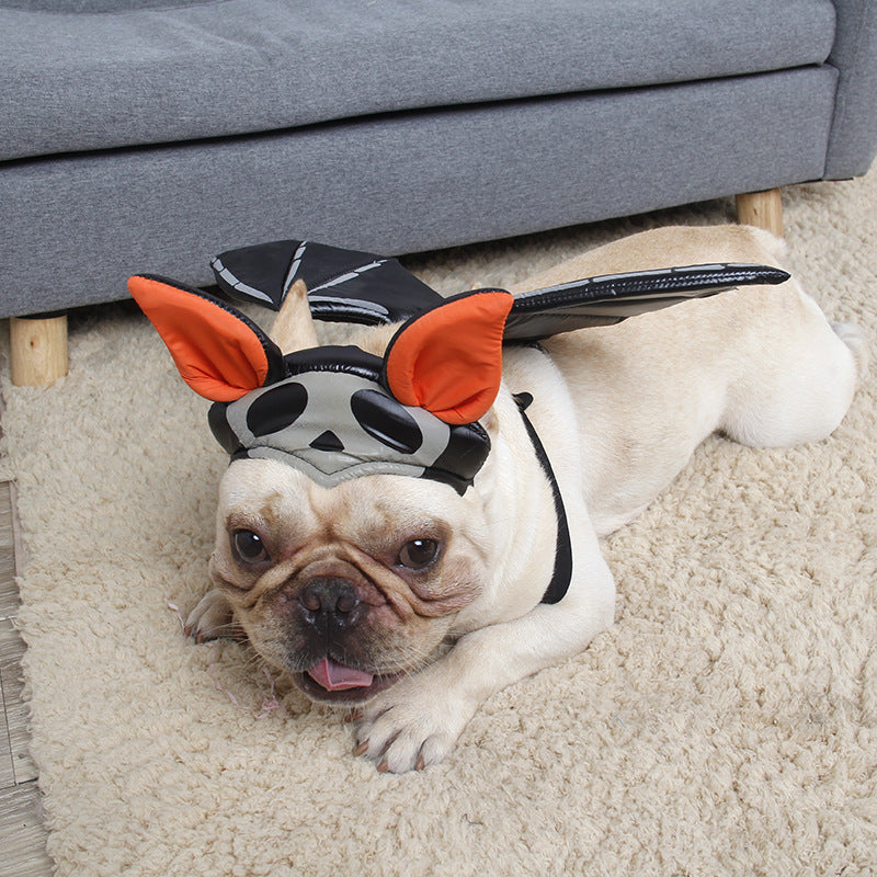 KFX-2582973 Pet Halloween Costume with Ghost Hat and Bat Wings for Dogs and Cats