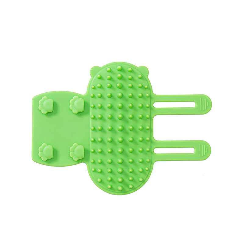 KFX-2584125 Pet Grooming Brush for Cats and Dogs with Self-Cleaning Scratcher and Adjustable Silicone Strap