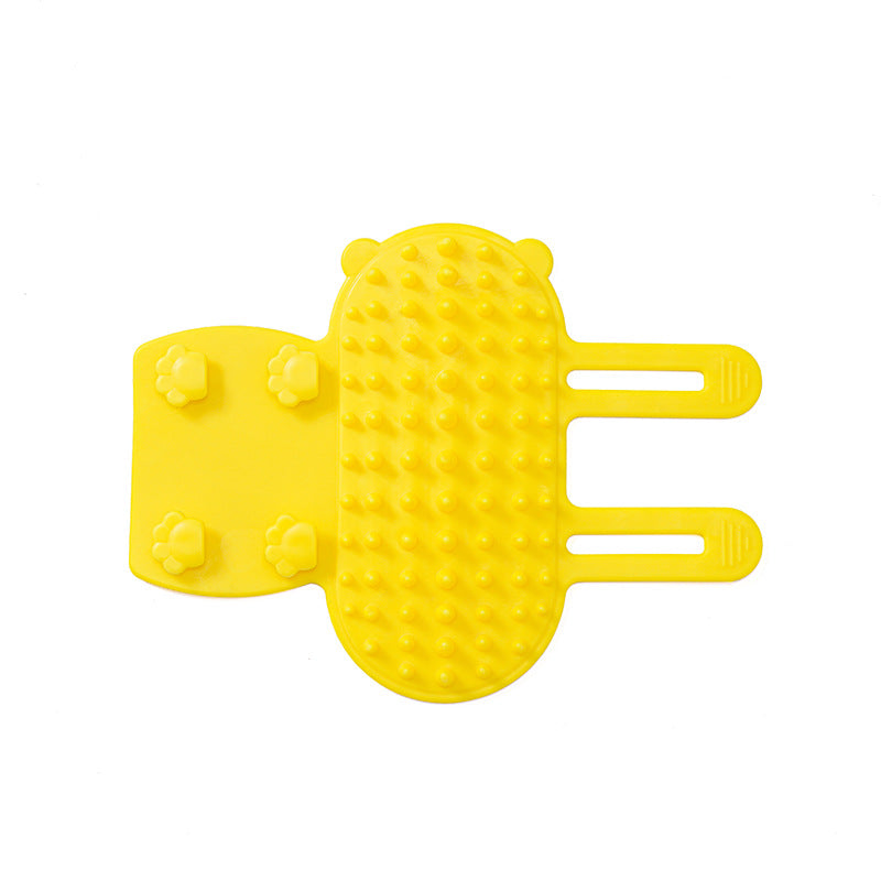 KFX-2584125 Pet Grooming Brush for Cats and Dogs with Self-Cleaning Scratcher and Adjustable Silicone Strap