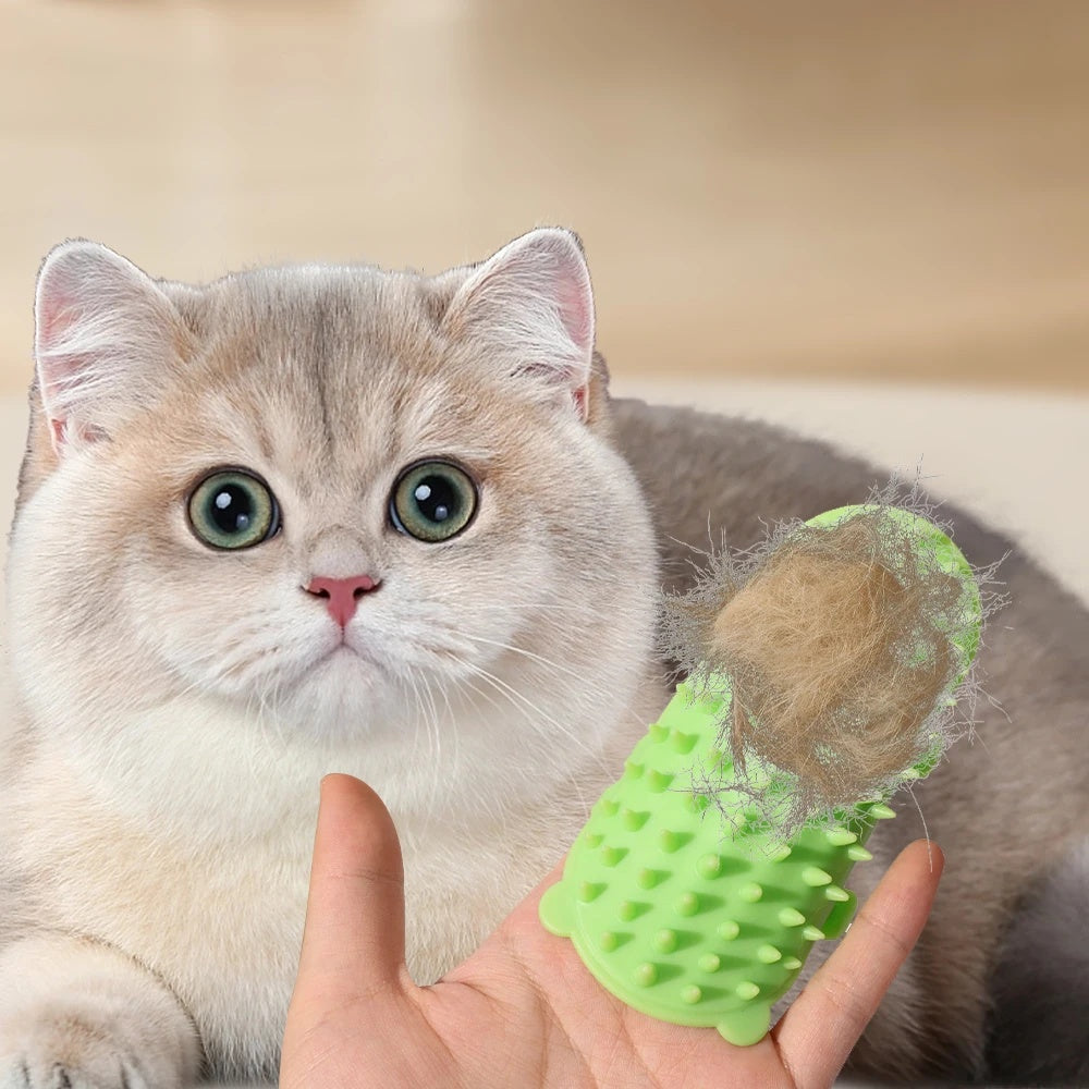 KFX-2584125 Pet Grooming Brush for Cats and Dogs with Self-Cleaning Scratcher and Adjustable Silicone Strap