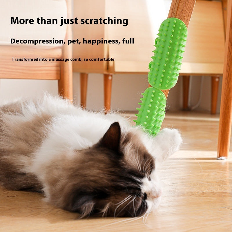 KFX-2584125 Pet Grooming Brush for Cats and Dogs with Self-Cleaning Scratcher and Adjustable Silicone Strap