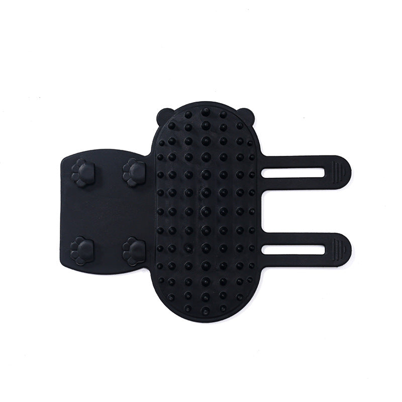 KFX-2584125 Pet Grooming Brush for Cats and Dogs with Self-Cleaning Scratcher and Adjustable Silicone Strap
