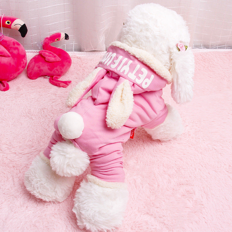 KFX-2584509 Long-Eared Bunny Four-Legged Dog Outfit in Cotton - Casual Pet Clothing