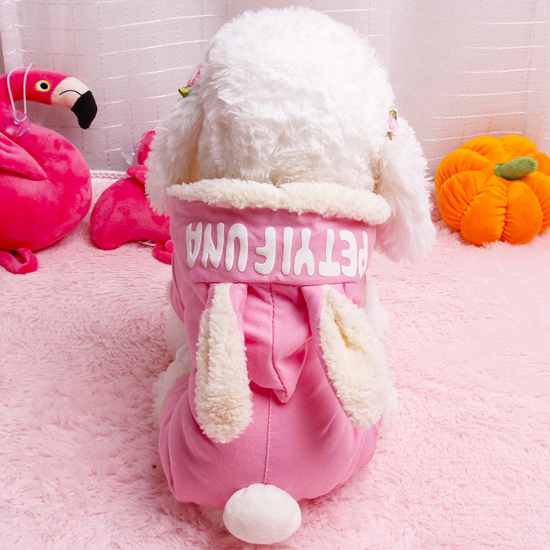 KFX-2584509 Long-Eared Bunny Four-Legged Dog Outfit in Cotton - Casual Pet Clothing
