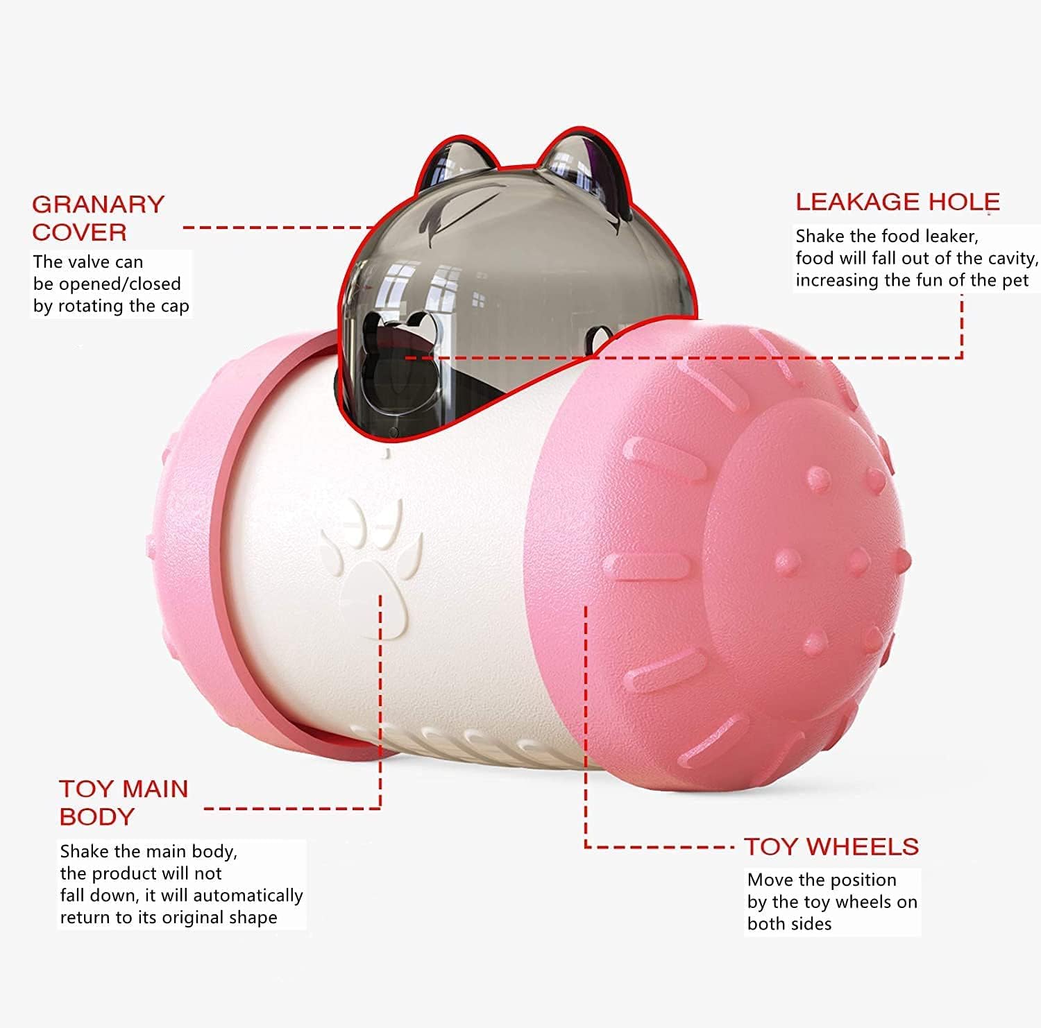 KFX-2585405 Interactive Treat Dispensing Ball for Dogs and Cats, Food Grade Material, Multifunctional Pet Feeder Toy