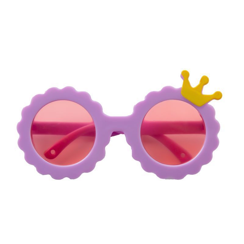 KFX-2585533 Cute Round Frame Sunglasses for Pets - Pink, Black, and Colored Lenses - Full Frame Design