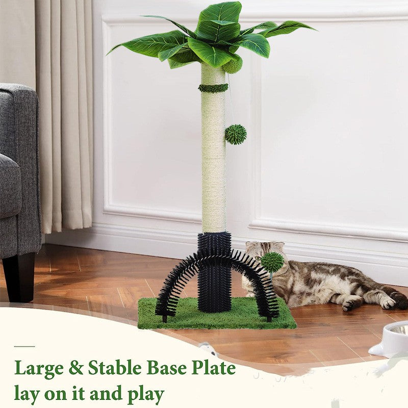 KFX-2587197 Cat Climbing Frame with Sisal Scratching Post and Massage Feature - Green Grass, 75cm High
