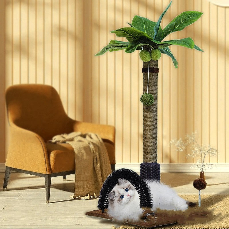 KFX-2587197 Cat Climbing Frame with Sisal Scratching Post and Massage Feature - Green Grass, 75cm High