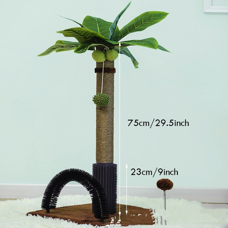 KFX-2587197 Cat Climbing Frame with Sisal Scratching Post and Massage Feature - Green Grass, 75cm High