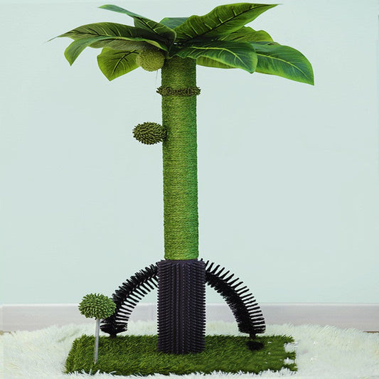 KFX-2587197 Cat Climbing Frame with Sisal Scratching Post and Massage Feature - Green Grass, 75cm High