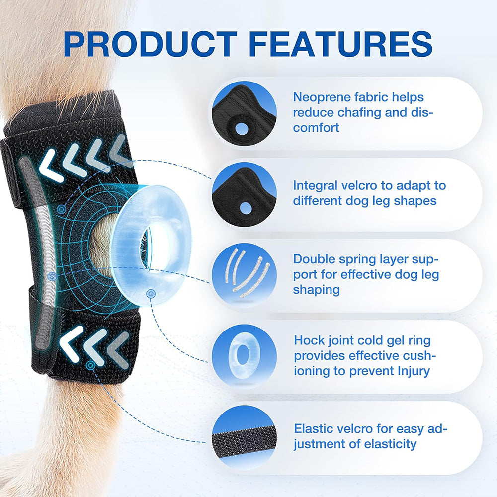KFX-2591293 Dog Rear Leg Support Strap - Neoprene & Velcro Protective Gear Set (Black)