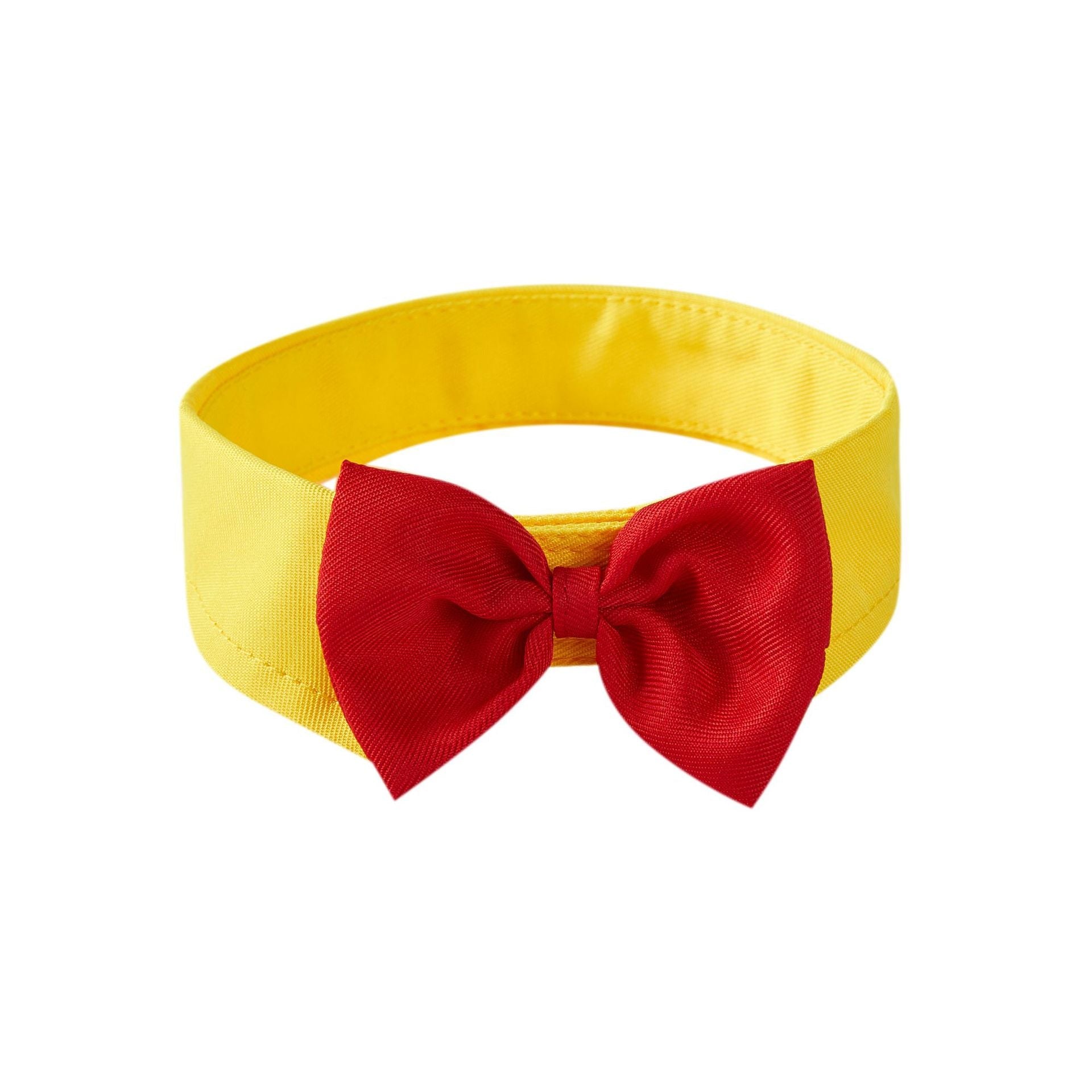 KFX-2591677 Adjustable Velcro Bow Tie Pet Collar in Black/Yellow, Red/Yellow, Black/White, Red/White - Sizes S & L