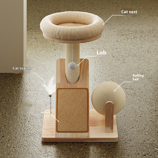 KFX-2593725 Cat Climbing Frame with Sisal Scratch Board in Cute Design