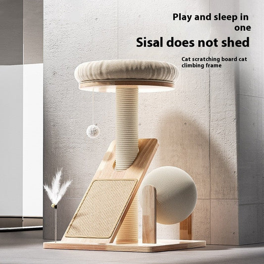 KFX-2593725 Cat Climbing Frame with Sisal Scratch Board in Cute Design