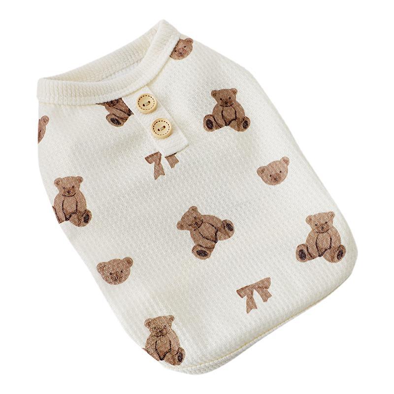 KFX-2594237 Casual Beige Short Sleeve Waffle Dog Shirt for Small Breeds