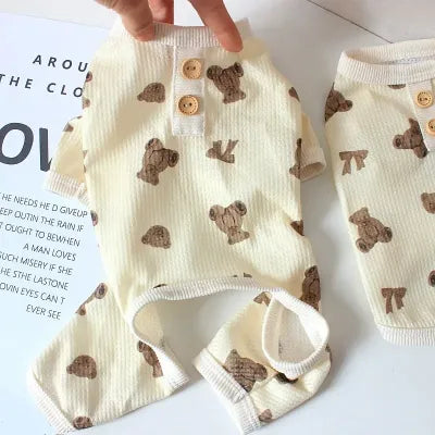 KFX-2594237 Casual Beige Short Sleeve Waffle Dog Shirt for Small Breeds