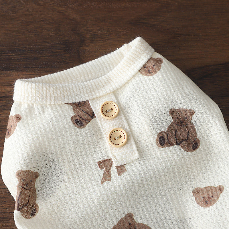 KFX-2594237 Casual Beige Short Sleeve Waffle Dog Shirt for Small Breeds