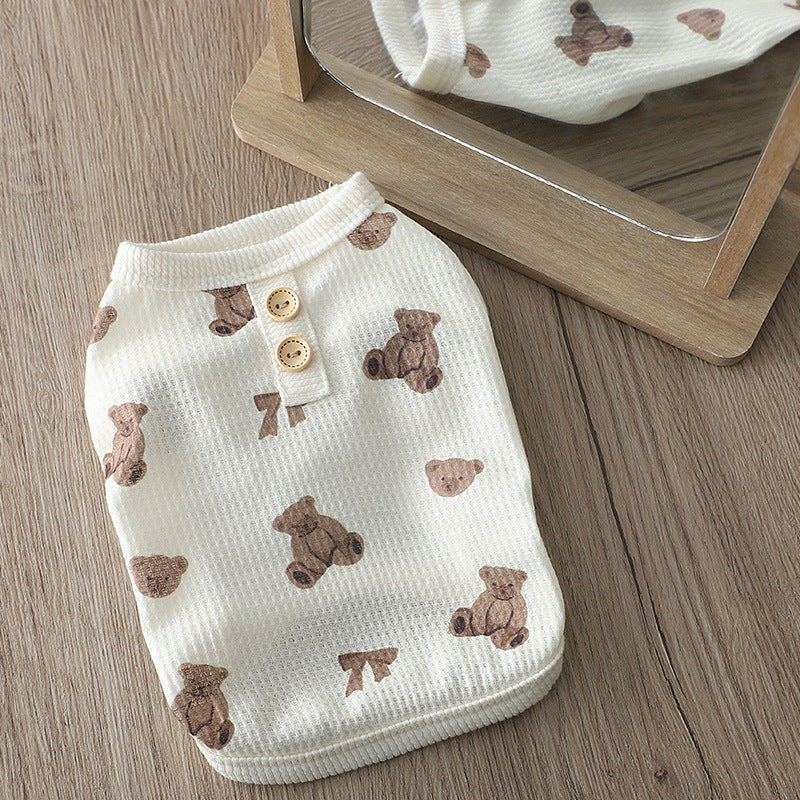 KFX-2594237 Casual Beige Short Sleeve Waffle Dog Shirt for Small Breeds