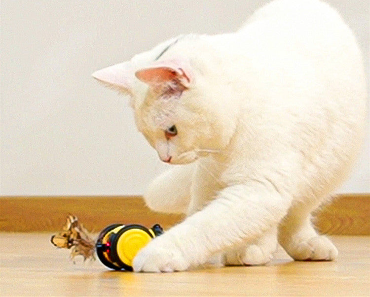 KFX-2594493 Interactive Electric Cat Toy - Yellow & Pink Little Bee Design, Durable Plastic