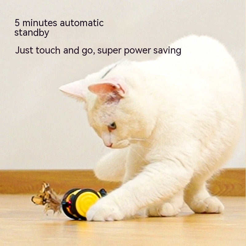 KFX-2594493 Interactive Electric Cat Toy - Yellow & Pink Little Bee Design, Durable Plastic