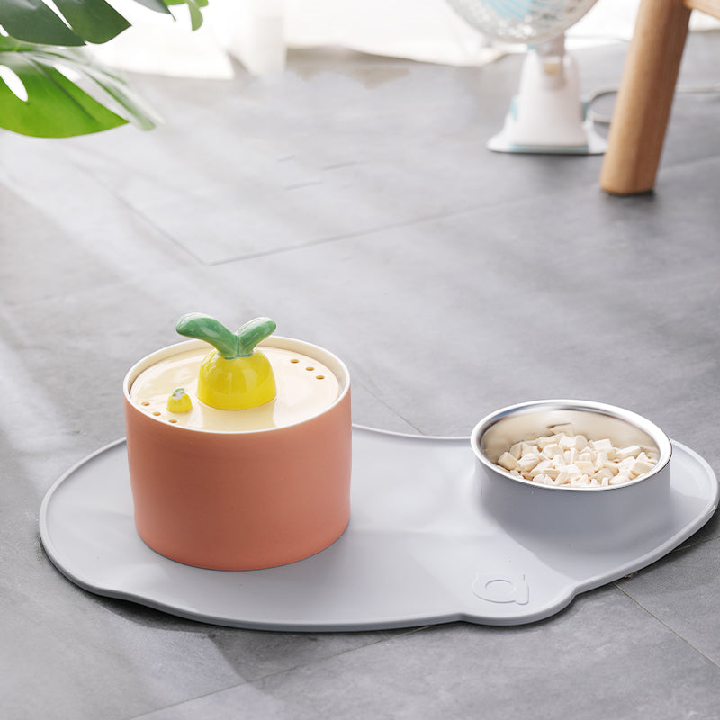 KFX-2595517 Rabbit and Radish Pet Water Dispensers with Optional Placemat and Bowl