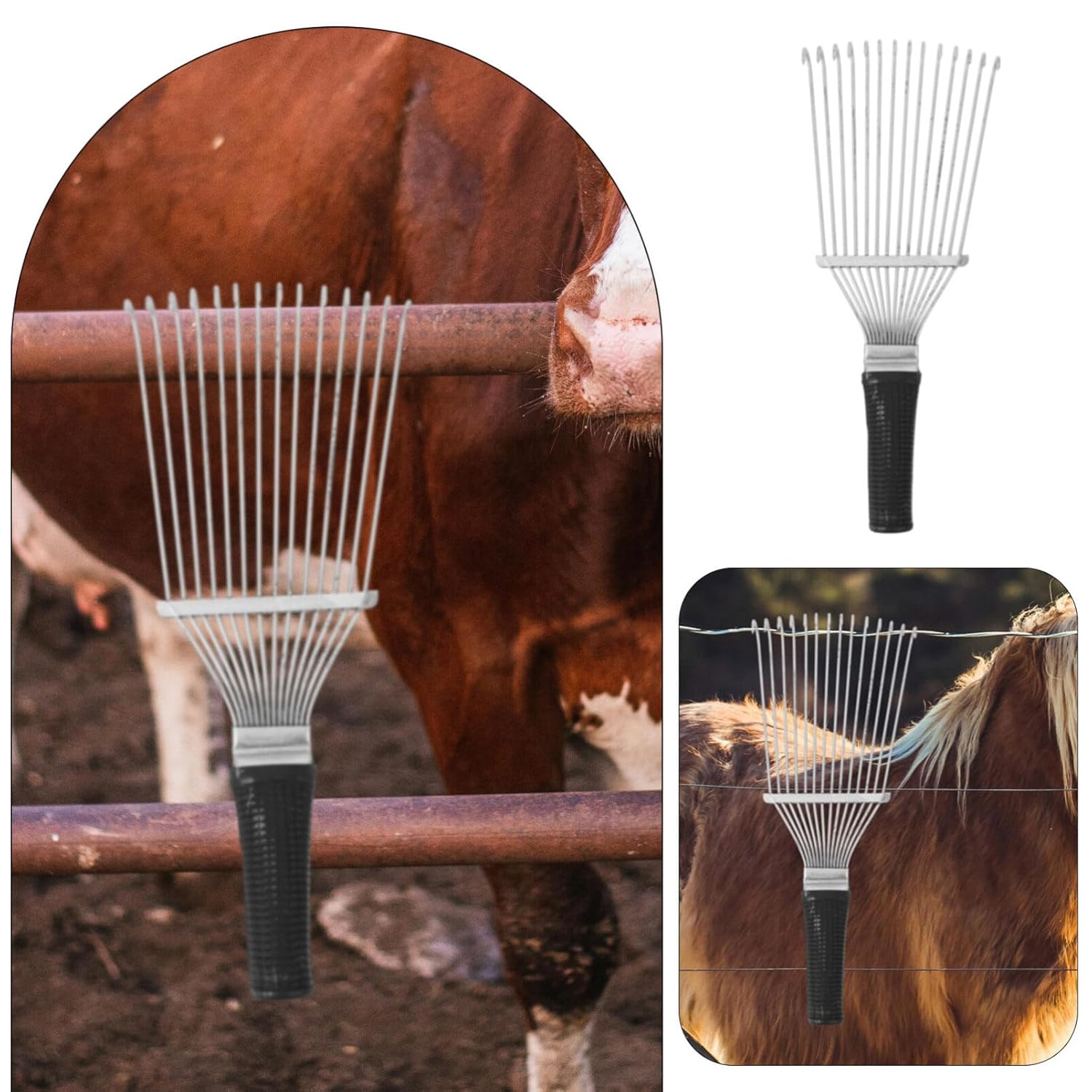 KFX-2596925 Undercoat Rake and Grooming Brush for Pets and Livestock - Dematting Tool for Dogs, Horses, and Cattle