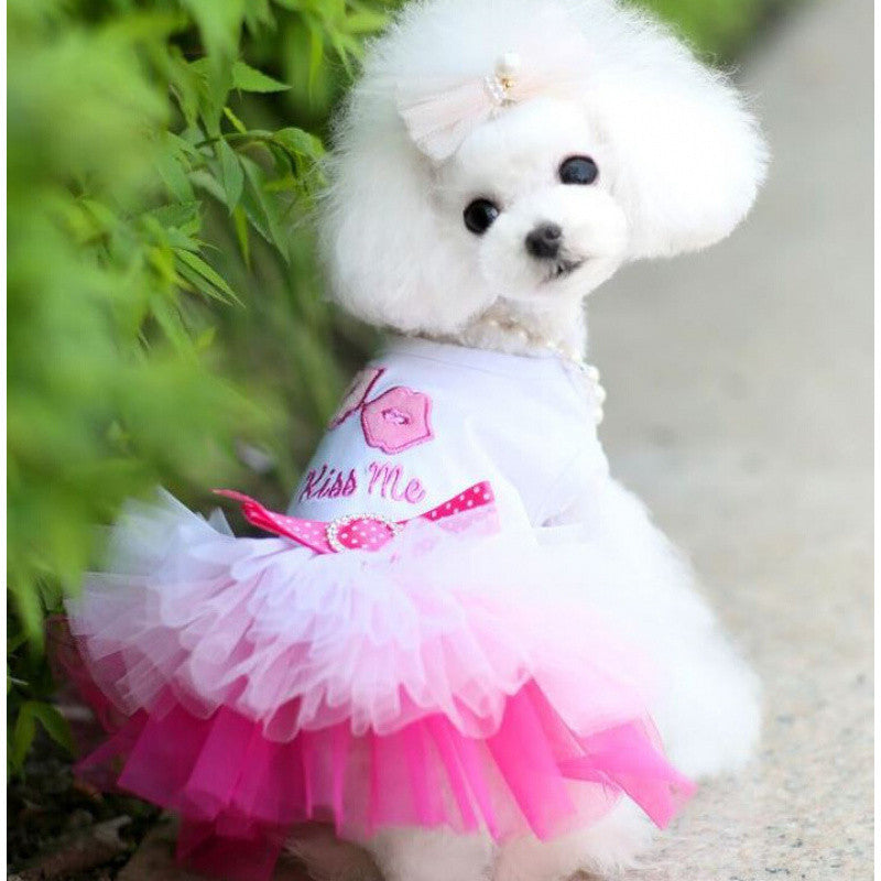 KFX-2597821 Pet Dog Cotton Skirt in Pink, Purple, and White Peach Blossom Designs
