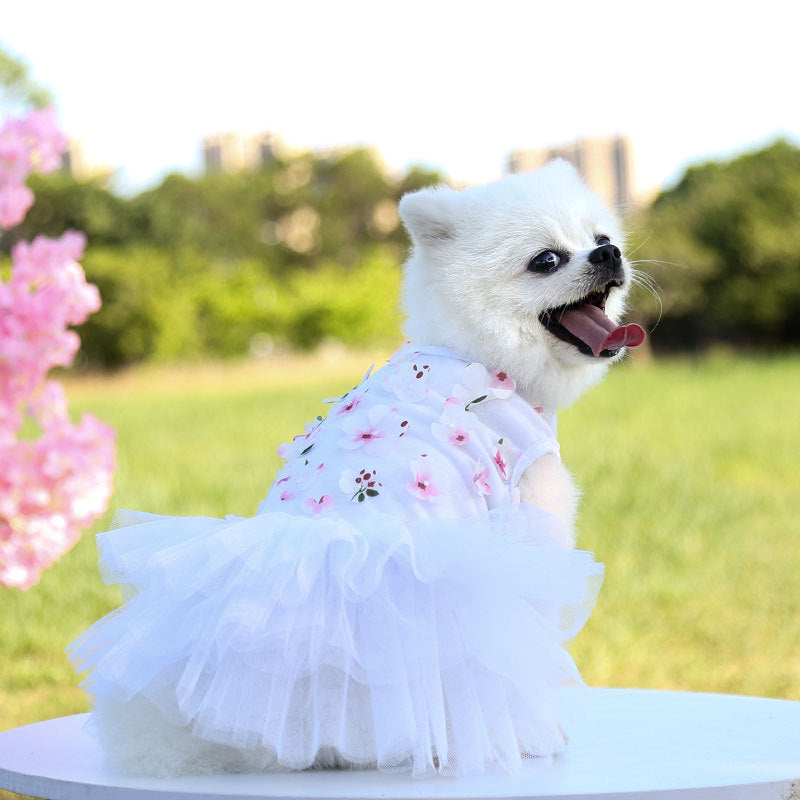 KFX-2597821 Pet Dog Cotton Skirt in Pink, Purple, and White Peach Blossom Designs