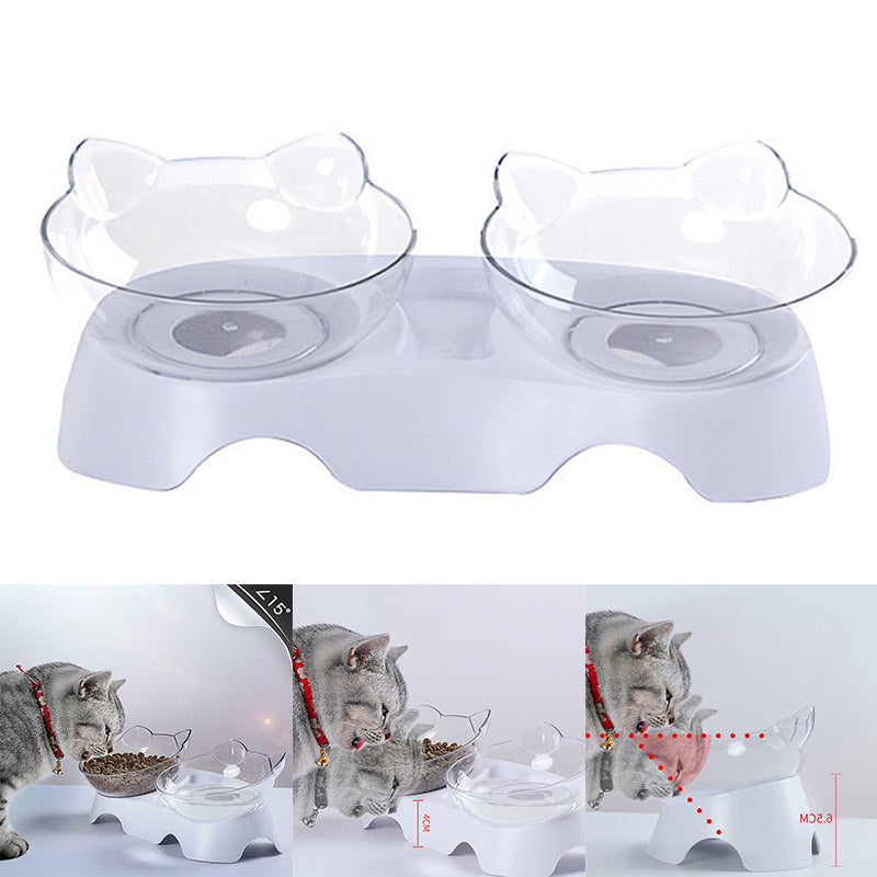 KFX-2599613 Elevated Non-Toxic Cat Feeding Bowl with Tilted Design and Non-Slip Base