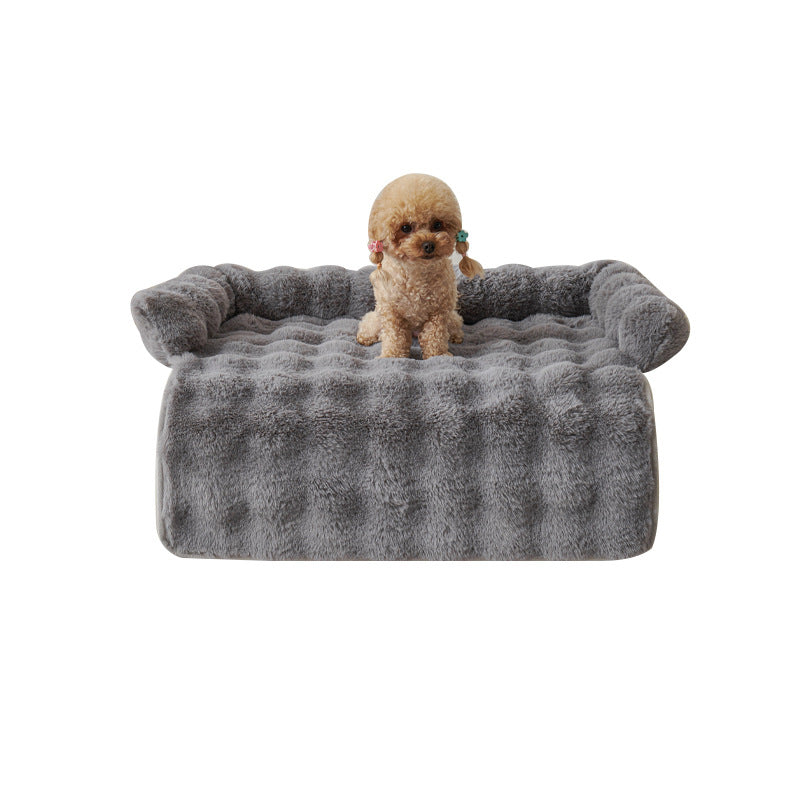 KFX-2601277 Thick Thermal Plush Dog Mat with Non-Slip Base - 75x75cm