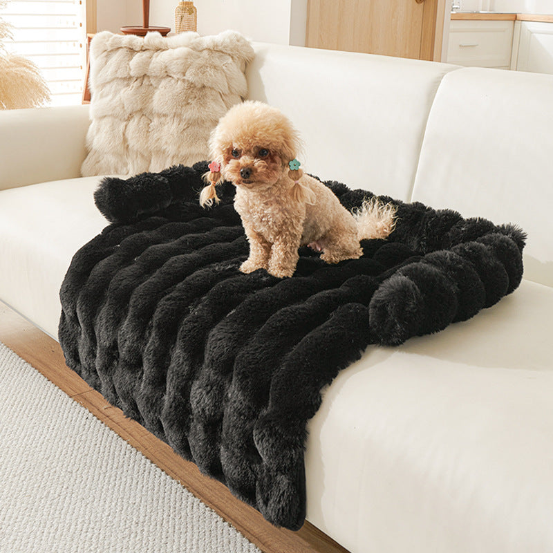 KFX-2601277 Thick Thermal Plush Dog Mat with Non-Slip Base - 75x75cm