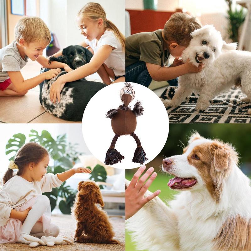 KFX-2602685 Squeaky Plush Dog Toy for Aggressive Chewers - Cartoon Bird Design, Corduroy Material